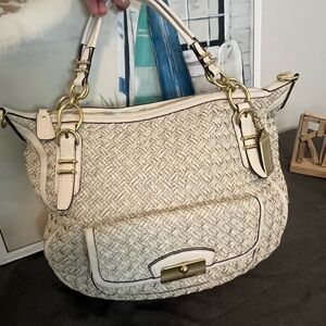 Coach Cream Woven Handbag